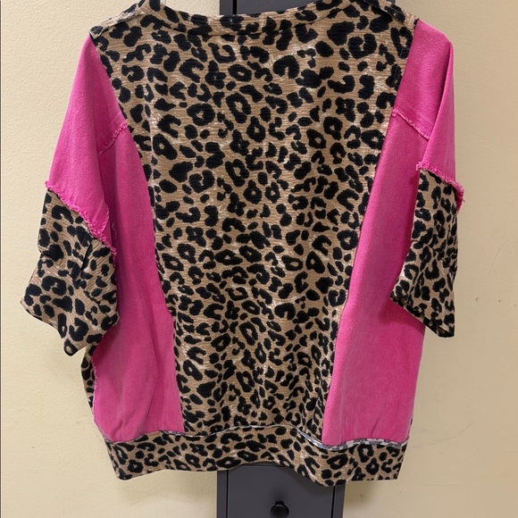 BiBi Pink and Leopard Print Top - Picture 3 of 3